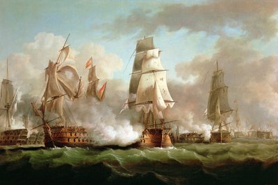 &39;Neptune&39; engajado, Trafalgar, 1805 de J. Francis Sartorius
